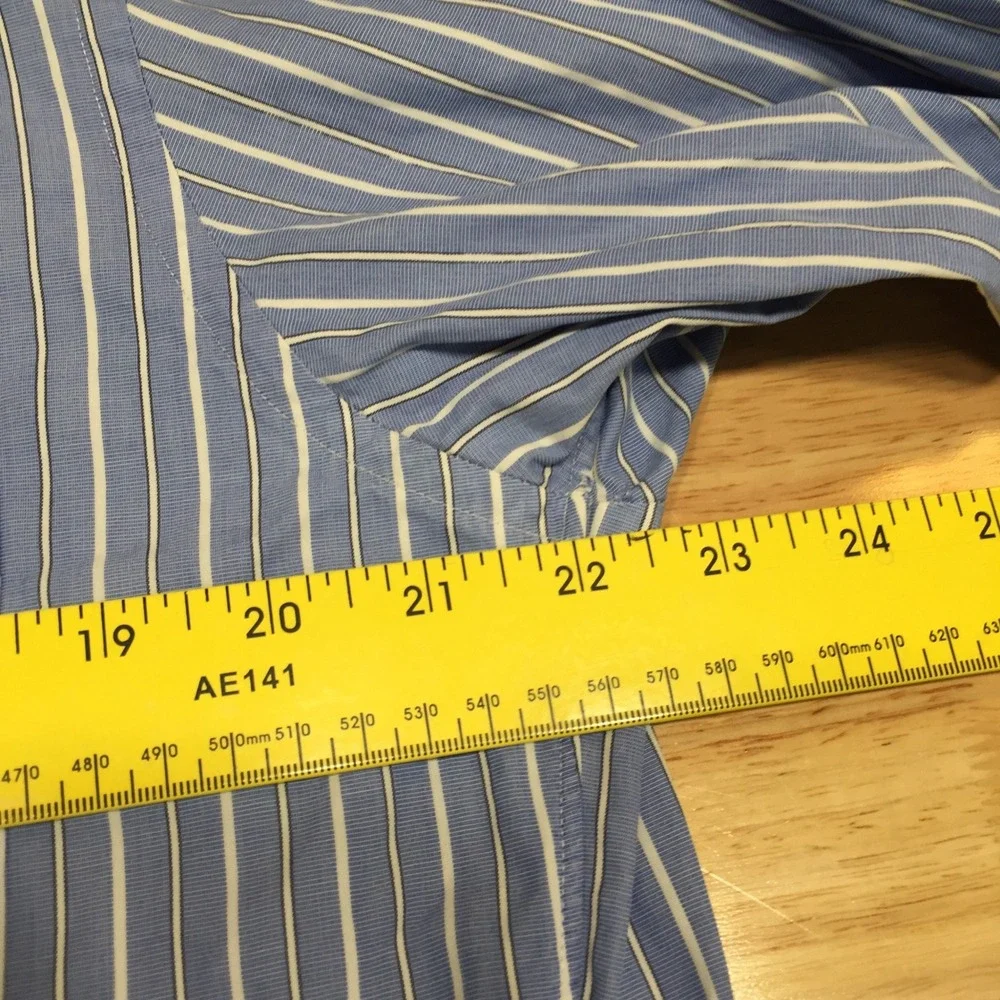 J.Crew Mens Blue White Striped 80s 2-Ply Cotton Button Down Shirt Size M 15-15.5